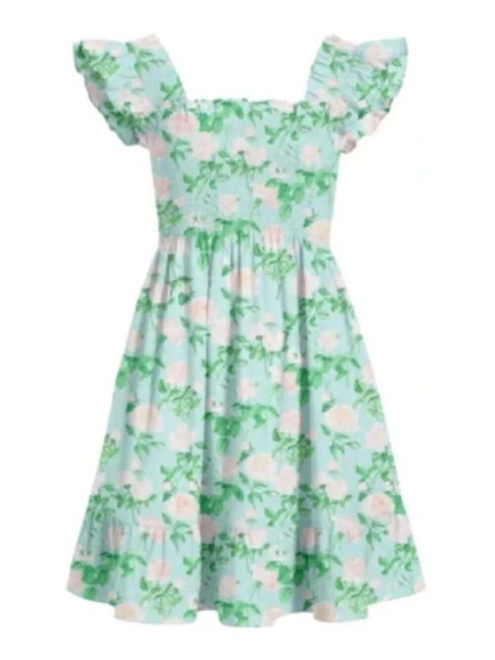 Hill House Home Women’s XXS Elizabeth Nap Dress Blue Roses Poplin Mini Cotton